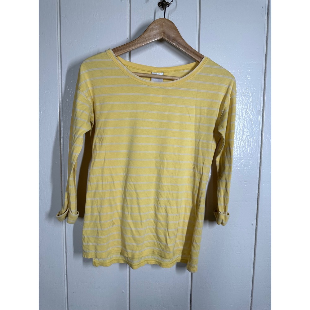 Patagonia Shirt Womens XS Yellow Striped Long Sleeve Crew Neck Casual Top
